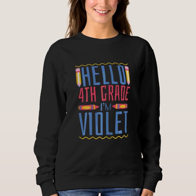 Sweatshirt Bonjour 4e année je suis Violet  Forth Filles de q (Devant)