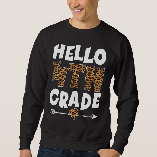 Sweatshirt Bonjour 4e année Leopard 4e année Enseignants de 4 (Devant)