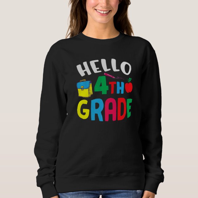 Sweatshirt Bonjour 4e année mignonne 4e année 3e année (Devant)