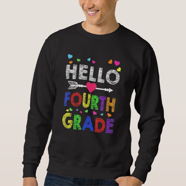 Sweatshirt Bonjour 4E Année Retour À L'École Enseignants Étud (Devant)