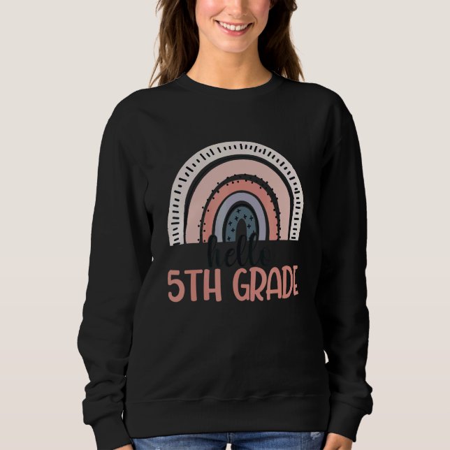Sweatshirt Bonjour 5e année Boho Rainbow Enseignant de 5e ann (Devant)