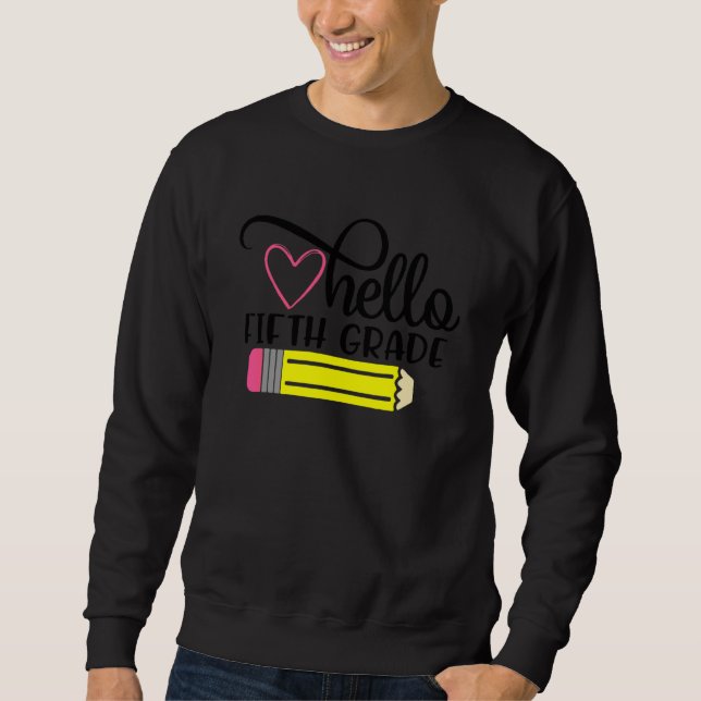 Sweatshirt Bonjour 5E Année Retour À L'École Étudiant Enseign (Devant)