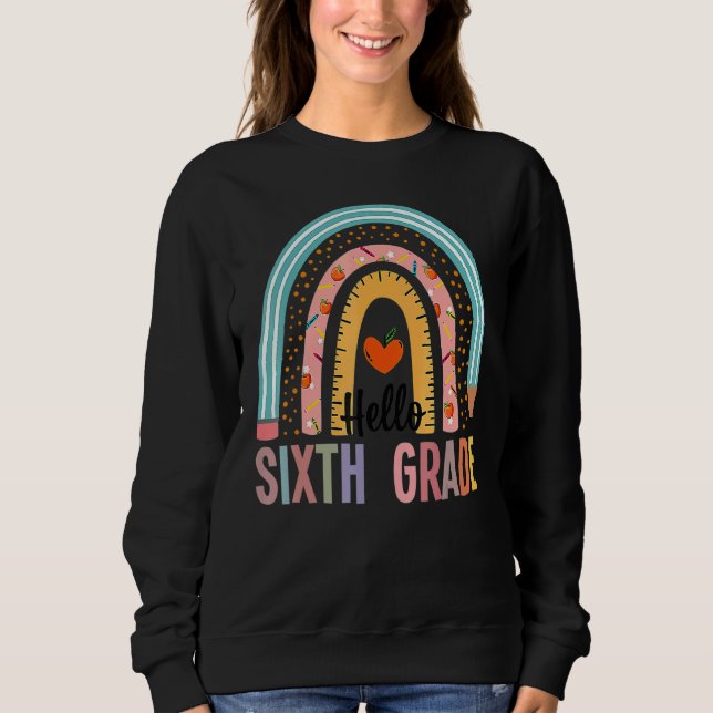 Sweatshirt Bonjour 6E Classe Boho Rainbow Teacher Retour À Sc (Devant)