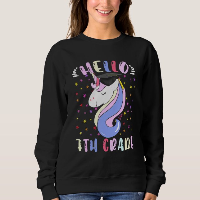 Sweatshirt Bonjour 7e année Magique Unicorne (Devant)