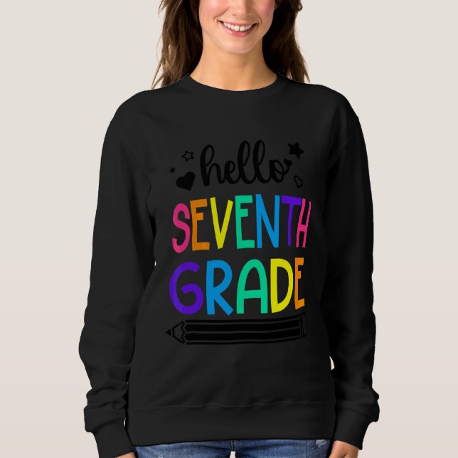 Sweatshirt Bonjour 7E Année Retour À L'École Vêtements Pour F (Devant)