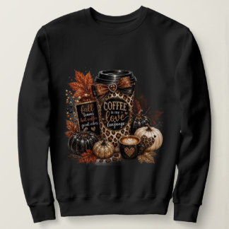 Sweatshirt Bonjour Amateur de Café d'Automne Citrouille Autom