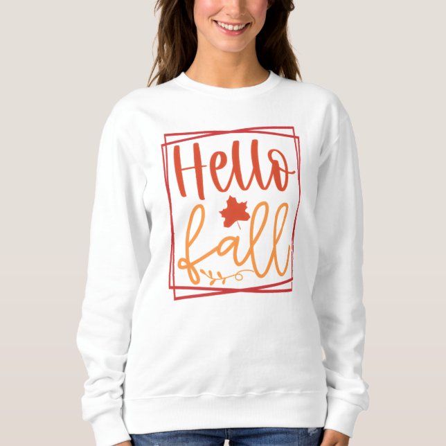 Sweatshirt Bonjour Automne Automne Feuilles mignons (Devant)