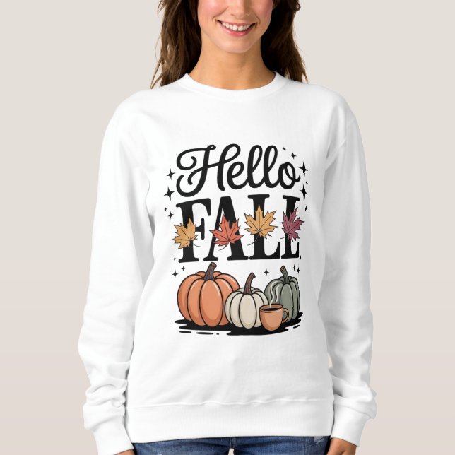 Sweatshirt Bonjour Automne Citrouille Automne (Devant)