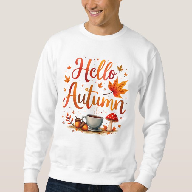 Sweatshirt Bonjour Automne, nostalgie cosy (Devant)
