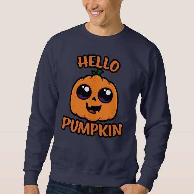 Sweatshirt Bonjour Citrouille mignon Halloween Jack-O-Lantern (Devant)