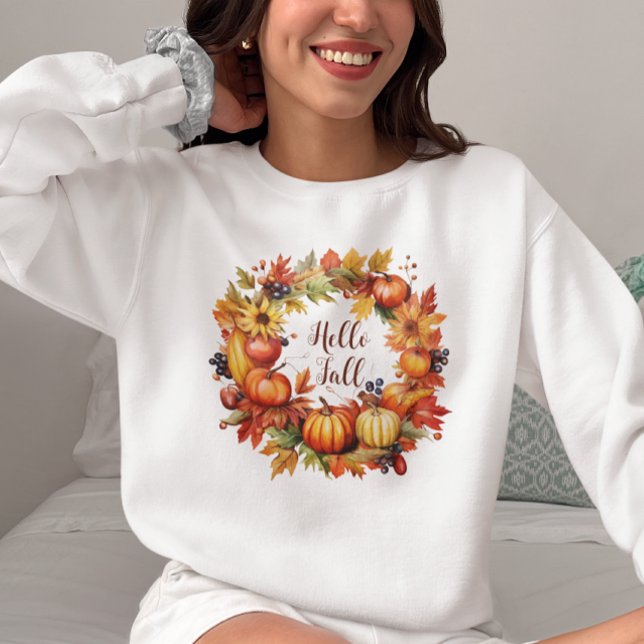 Sweatshirt Bonjour Citrouilles, Automne Vibes d'automne (Créateur téléchargé)