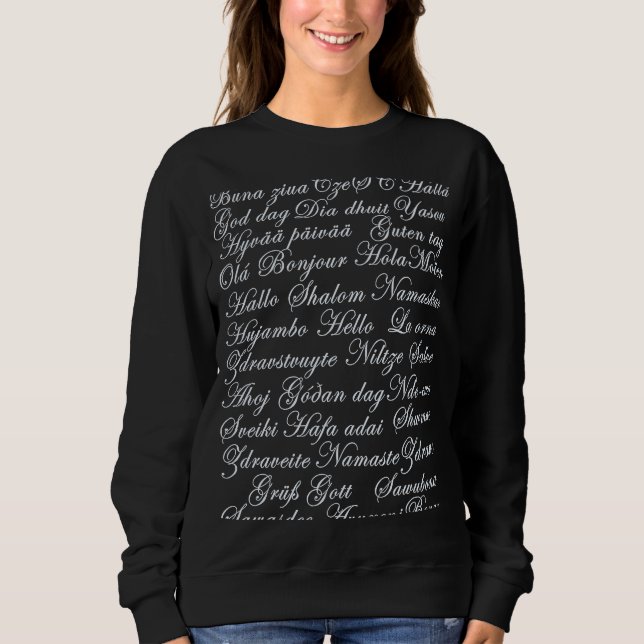 Sweatshirt Bonjour dans différentes langues (Devant)