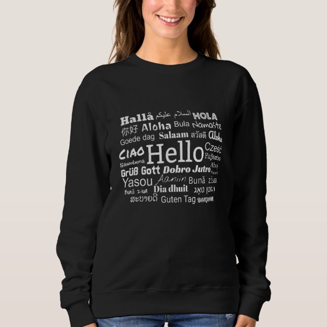 Sweatshirt Bonjour Dans Différentes Langues Multilinguisme (Devant)
