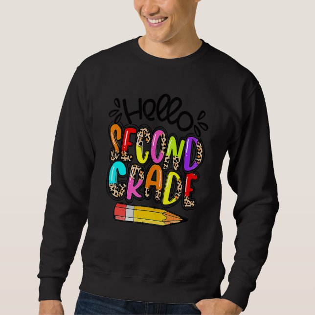 Sweatshirt Bonjour Deuxième année Boho Léopard Retour à l'éco (Devant)