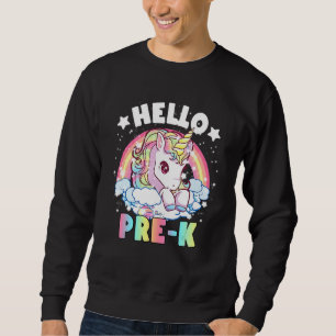 Sweatshirt Bonjour enseignante pré-maternelle licorne retour