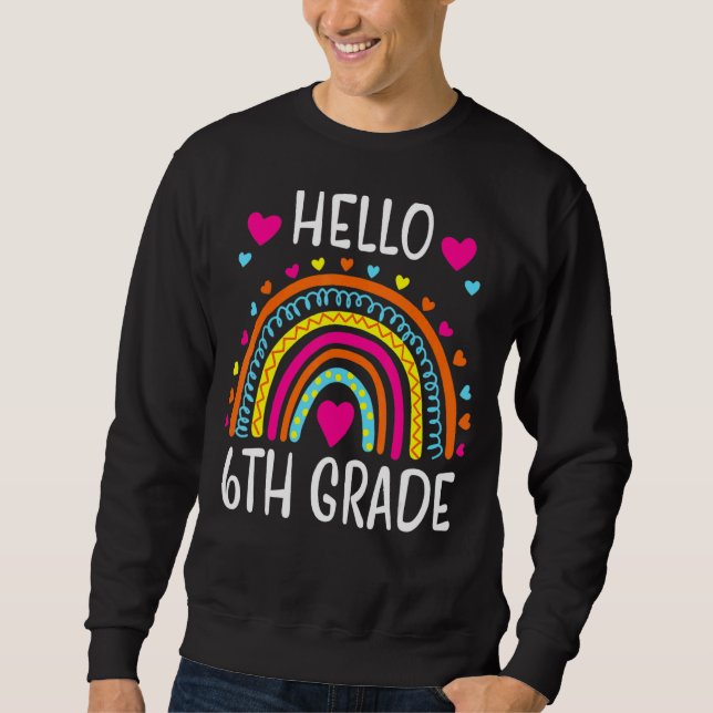 Sweatshirt Bonjour Équipe 6e année Équipage de l'équipe de re (Devant)