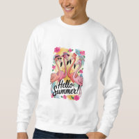 Bonjour Été Mignon Flamant Rose Plage Vacances Tro
