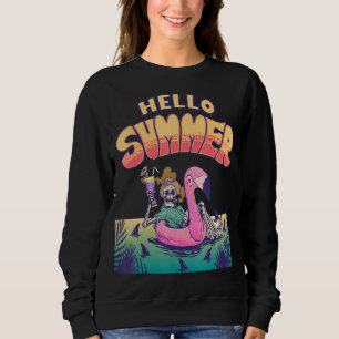 Sweatshirt Bonjour été Skeleton Flamant rose été temps Design
