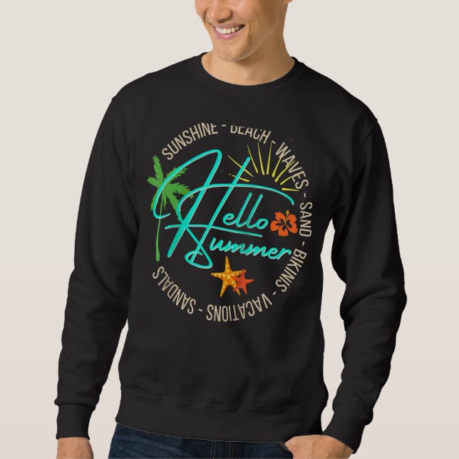 Sweatshirt Bonjour été Tropical Beach Vacances Palm Tree Homm (Devant)