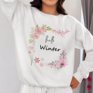 Sweatshirt Bonjour Fleur sauvage d'hiver et congé d'automne S