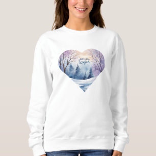 Sweatshirt Bonjour hiver Aquarelle Coeur