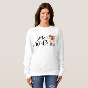 Sweatshirt Bonjour hiver Floral Patins de glace Noël
