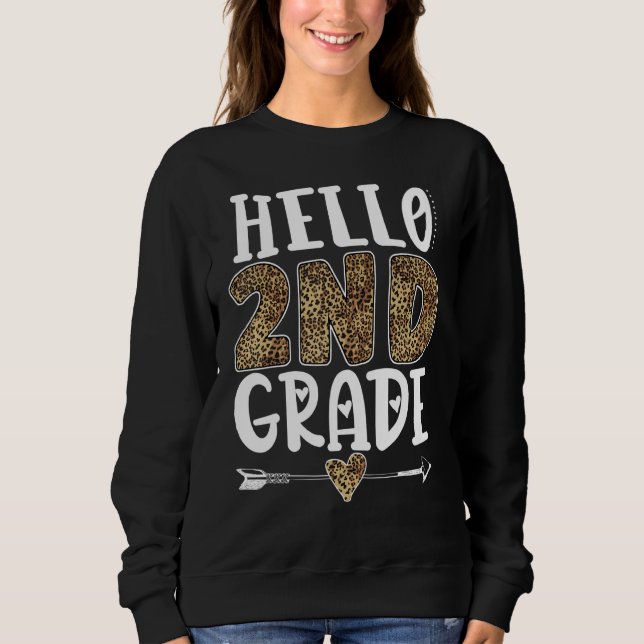 Sweatshirt Bonjour Leopard de 2e année Enseignants de 2e anné (Devant)