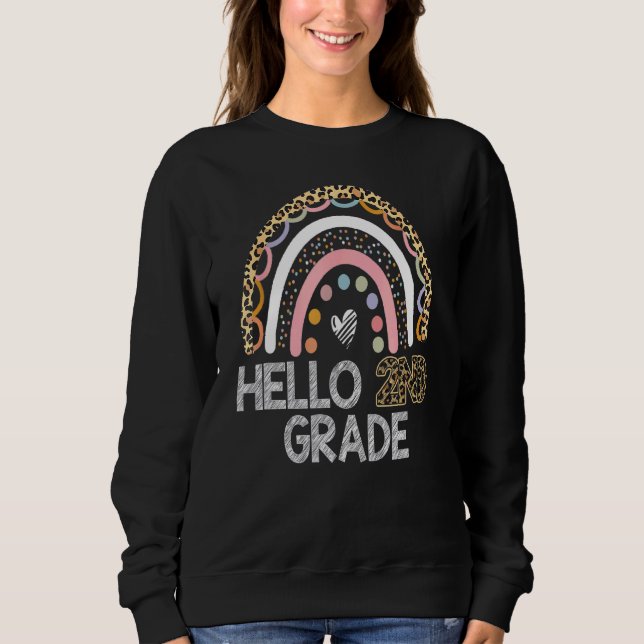Sweatshirt Bonjour Leopard Rainbow 2e année Retour à l'école  (Devant)