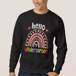 Sweatshirt Bonjour maternelle arc-en-ciel léopard retour à l'