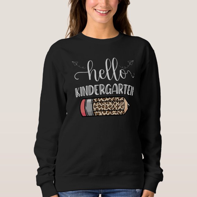 Sweatshirt Bonjour Maternelle Leopard Retour À L'École Enseig (Devant)