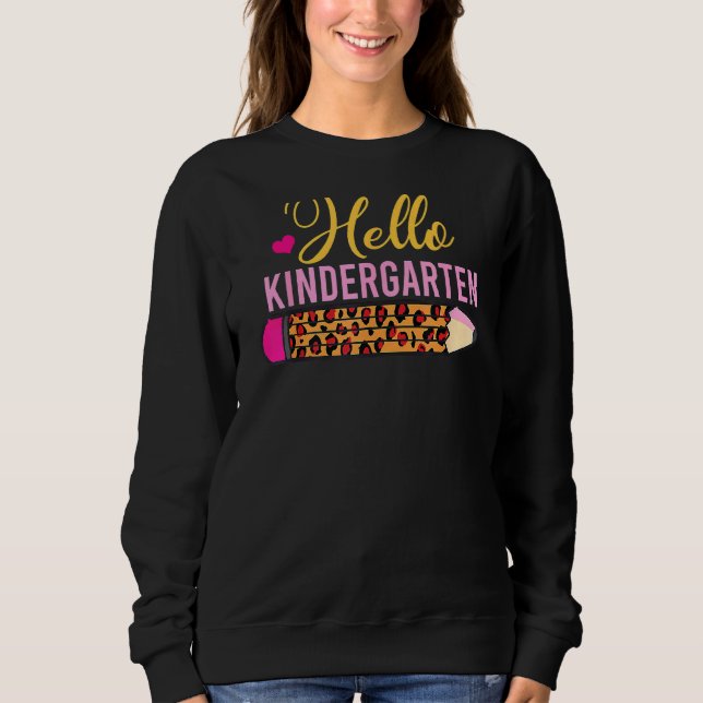 Sweatshirt Bonjour Maternelle Leopard Retour À L'École Enseig (Devant)