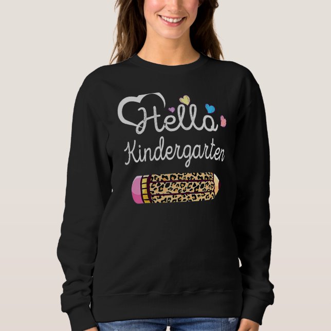 Sweatshirt Bonjour Maternelle Leopard Retour À L'École Enseig (Devant)