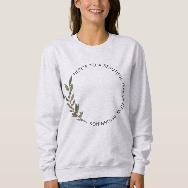 Sweatshirt Bonjour Nouvelle Année Minimaliste  (Devant)