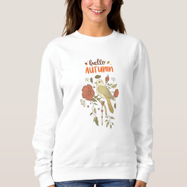 Sweatshirt Bonjour Oiseaux et fleurs d'automne (Devant)