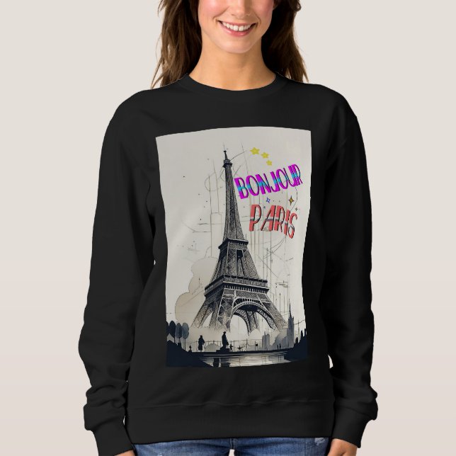 Sweatshirt Bonjour Paris coloré (Devant)
