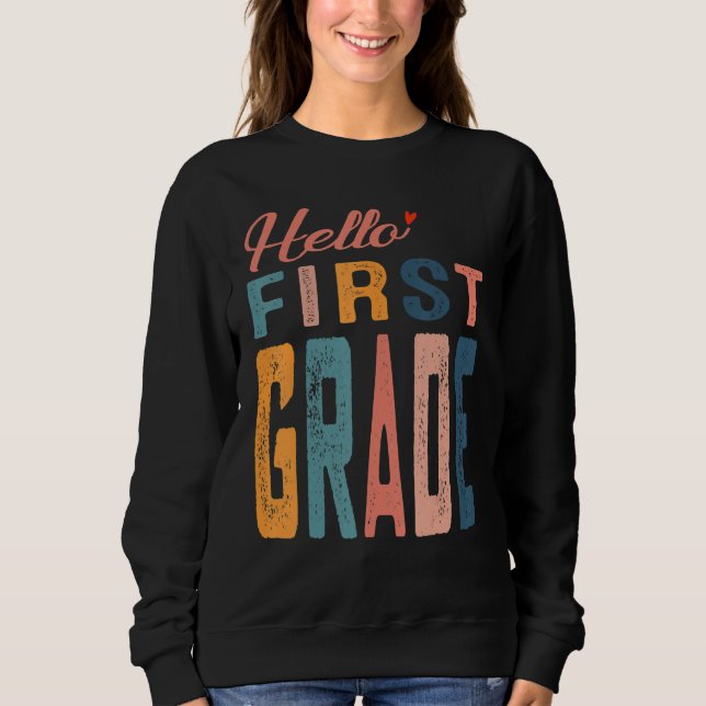 Sweatshirt Bonjour Première Année Premier Jour D'école Enseig (Devant)