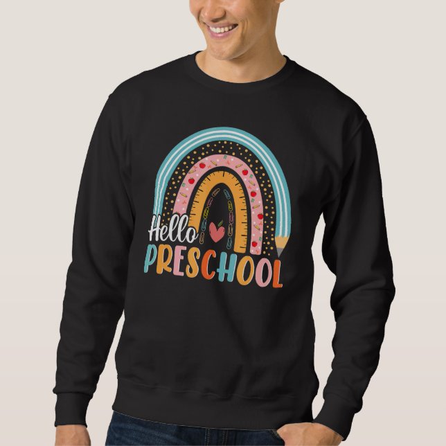 Sweatshirt Bonjour Préscolaire Boho Rainbow Enseignant Retour (Devant)