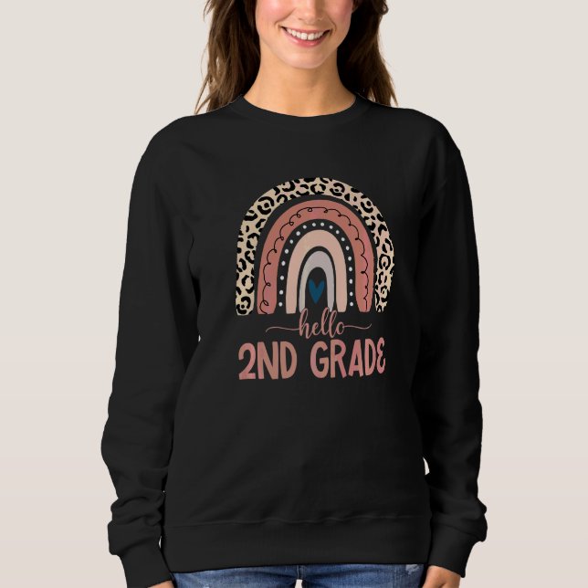 Sweatshirt Bonjour professeur de 2e année Léopard Arc-en-ciel (Devant)
