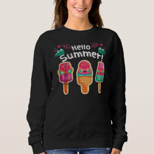 Sweatshirt Bonjour Vacances Été Glace Crème Popsicle Ice Loll