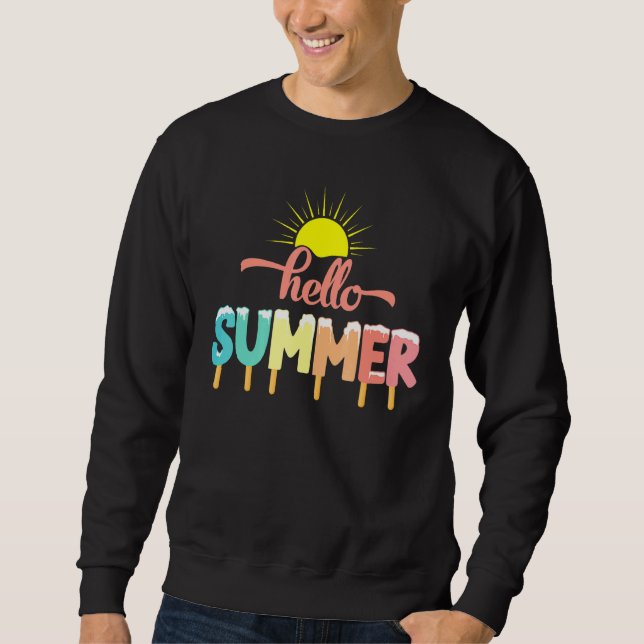 Sweatshirt Bonjour Vacances Été Ice Lolly Crème de glace Pops (Devant)