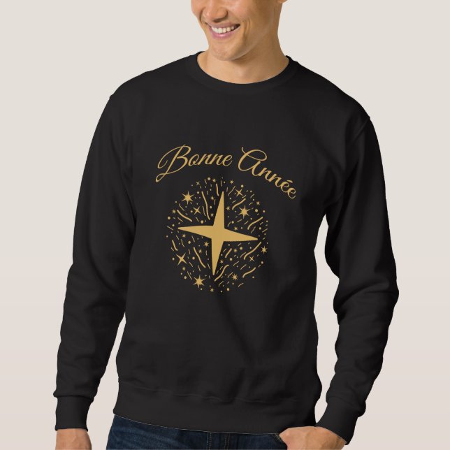 Sweatshirt Bonne Année dorée : étoiles et confettis les fêtes (Devant)