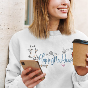Sweatshirt Bonne Année Entre Les Chatons Équilibré Sur Le Fil