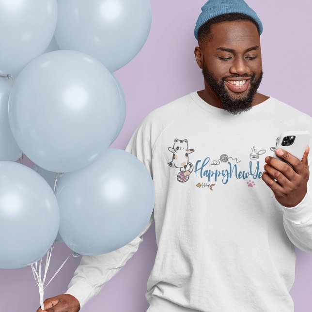 Sweatshirt Bonne année Kittens (Happy New Year Between Kittens Balanced On A Yarn Sweatshirt)