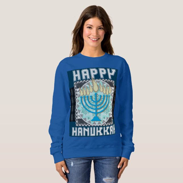 Sweatshirt Bonne Hanoukka Snowy Menorah Sweater (Devant entier)