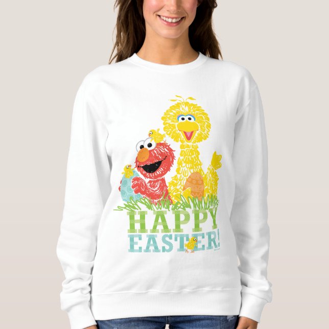 Sweatshirt Bonne Pâques d'Elmo & Big Bird (Devant)