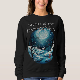 Sweatshirt Bonne vue hivernale avec Cerf, Lune et le Sno préf