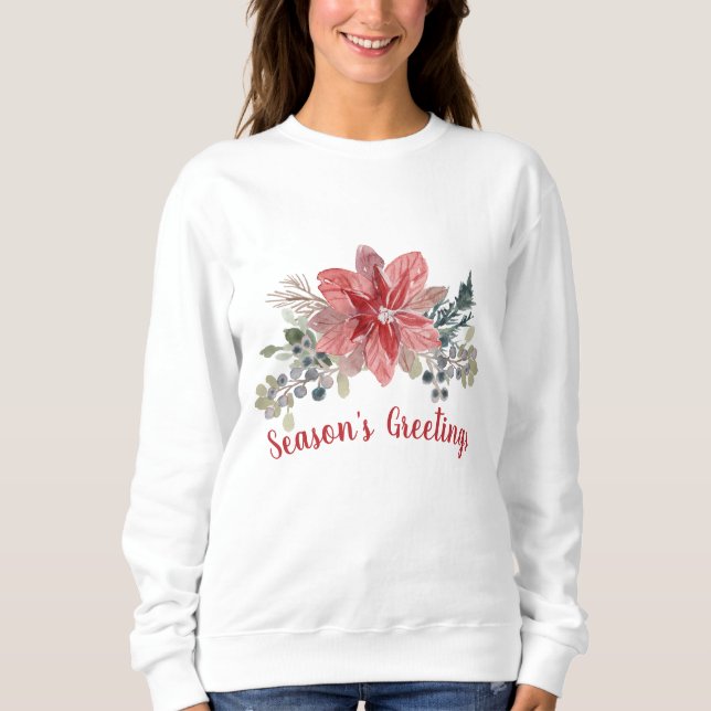 Sweatshirt Bonnes Fêtes Red Poinsettia (Devant)