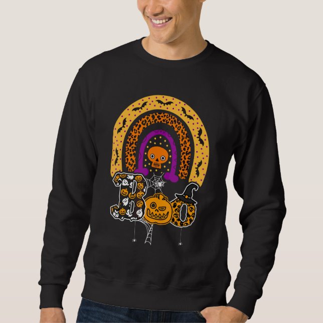 Sweatshirt Boo avec araignées et chapeau de sorcière Hallowee (Devant)