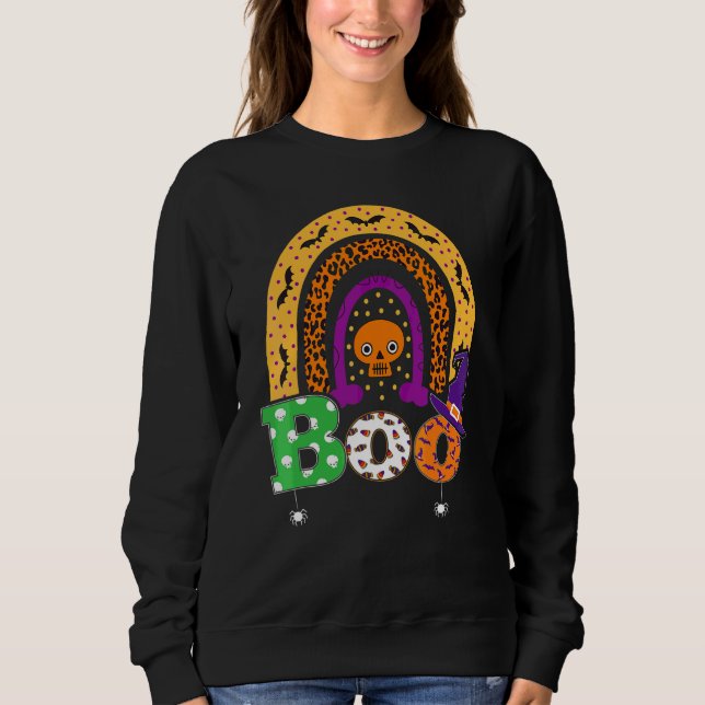 Sweatshirt Boo avec araignées et chapeau de sorcière Hallowee (Devant)