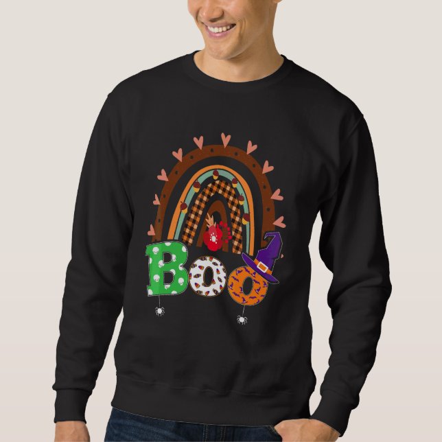 Sweatshirt Boo avec araignées et chapeau de sorcière Hallowee (Devant)